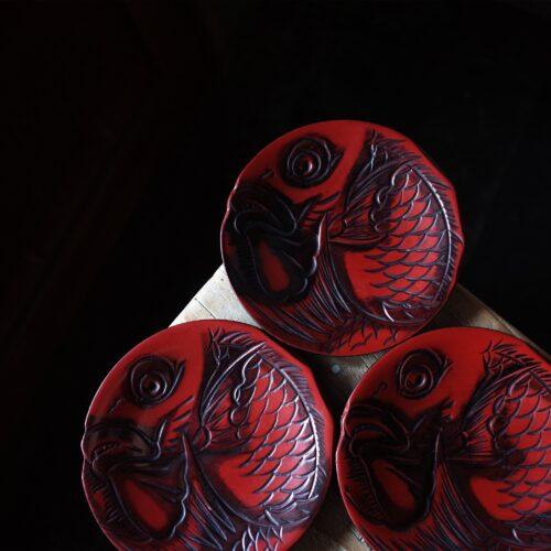 日本 鯛魚紋漆器小皿