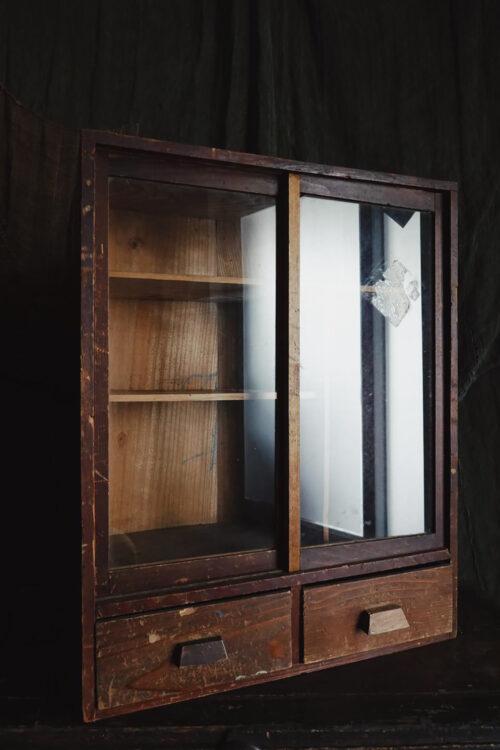 日本杉木玻璃小櫃
